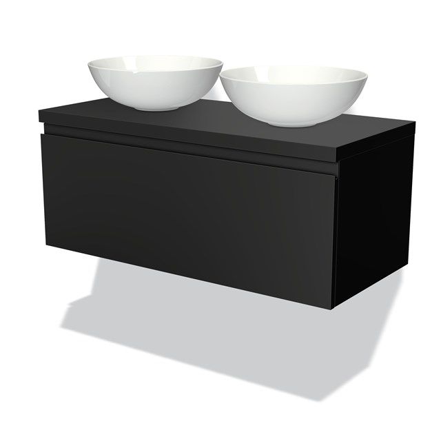 Maxaro Badkamermeubel Modulo Plato 100cm Mat Zwart 1 Lade Greeploos