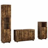 vidaXL Badkamerkast - set - 3 - st - Gerookt eiken - Bewerkt hout