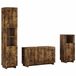vidaXL Badkamerkast - set - 3 - st - Gerookt eiken - Bewerkt hout