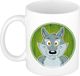 Bellatio Decorations Wolf mok - wit - keramiek - 300 ml - kinder beker wolf