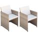 VidaXL Tuinstoelen 2 st met kussens poly rattan beige