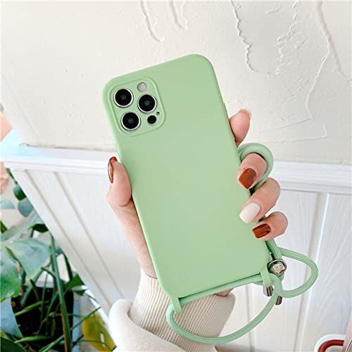 HUILUN Crossbody Lanyard Case for iPhone 13 12 11 Pro Max XS X XR 8 7 Plus SE 2020 - Matcha Green