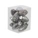 Othmar Decorations 12x Dennenappel kersthangers/kerstballen titanium grijs van glas - 6 cm - mat/glans - Kerstboomversiering