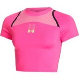 Under Armour Run Anywhere Crop Hardloopshirt Dames-Pink,Zwart, Maat L