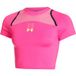 Under Armour Run Anywhere Crop Hardloopshirt Dames-Pink,Zwart, Maat L