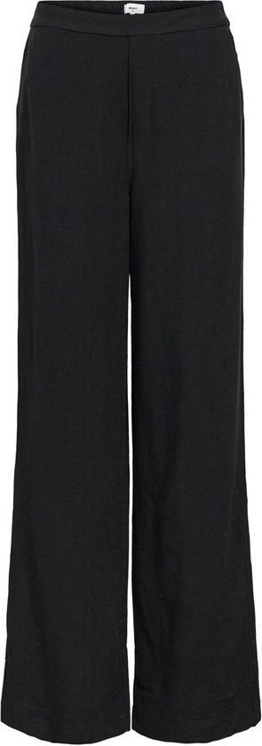 OBJECT Linnenmix Wide leg broek Zwart Maat 42