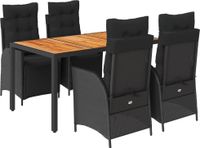 vidaXL 5-delige Tuinset met Kussens, Zwart, Polyrotan