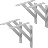 ml-design Set van 2 muurbeugels Plankdrager 2x 240 x 240 mm zilver aluminium