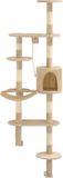 vidaXL Poteau griffoir pour chat avec poteaux à gratter en sisal, fixation murale, 194 cm, beige
