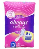 Always Platinum Serviettes hygiéniques Jour & Nuit avec ailettes 20 stk.