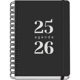 Dohe - Schoolagenda 2025 2026 - Dag per Pagina, Formaat A5 (15x21 cm), Spaans en Engels, September tot Juni, Dubbele Spiraalbinding en Elastieksluiting, Flexibele Kaft, 4 Stickervellen - GRAMMAR Zwart
