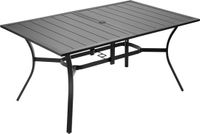 VEVOR Patiotafel Tuintafel Balkontafel (1500 x 960 x 725 mm) Gemaakt van koolstofstaal Rechthoekige eettafel voor tuin, patio, tuin, veranda, waterdicht, met 38 mm parasolgat, draagvermogen van 68 kg Zwart