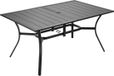 VEVOR Patiotafel Tuintafel Balkontafel (1500 x 960 x 725 mm) Gemaakt van koolstofstaal Rechthoekige eettafel voor tuin, patio, tuin, veranda, waterdicht, met 38 mm parasolgat, draagvermogen van 68 kg Zwart