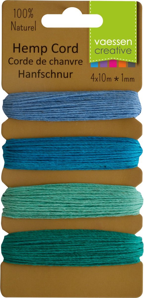 Vaessen Creative Hemp Cord Assortiment 4x10m Blauw/groen