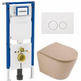 Geberit QeramiQ Dely Toiletset - 36.3x51.7cm - Geberit UP720 inbouwreservoir - rimless - diepspoel - zitting - softclose - bedieningsplaat glans wit - ronde knoppen - mat beige