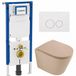Geberit QeramiQ Dely Toiletset - 36.3x51.7cm - Geberit UP720 inbouwreservoir - rimless - diepspoel - zitting - softclose - bedieningsplaat glans wit - ronde knoppen - mat beige
