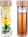 alpina Glazen Drinkfles met Filter - Waterfles Dubbelwandig 450 ml - met Bamboo Dop en Draagtasje - Theefles met Theefilter
