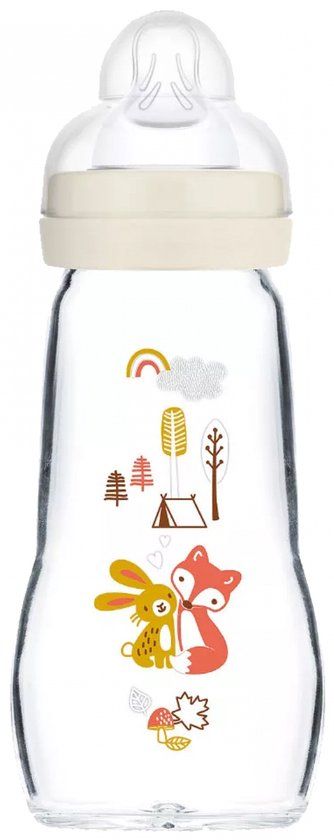 MAM-glazen fles - 260 ml - 0 tot 6 maanden - Speenstroom 2 - Wit