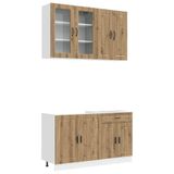 vidaXL Keukenelement PORTO, 4 stuks, kunststofhout met artisanale eikenlook