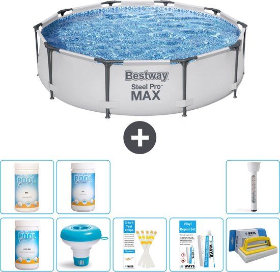 Bestway Steel Pro MAX Zwembad Rond - 305 x 76 cm - Grijs - Compleet pakket