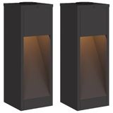 vidaXL Zonne LED Padverlichting 2 pcs Zwart Koudgewalst staal