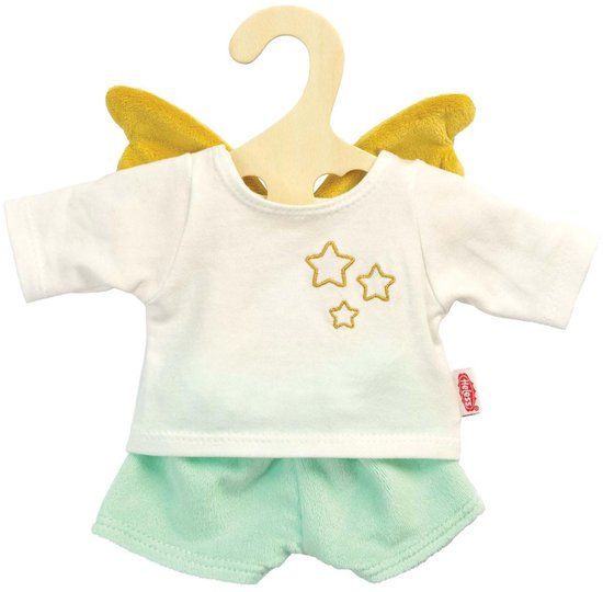 Heless 2175 2175 poppenkleding in design beschermengel hop, 2-delig met T-shirt en shorts voor poppen en knuffeldieren in de grootte, meerkleurig, 35-45 cm