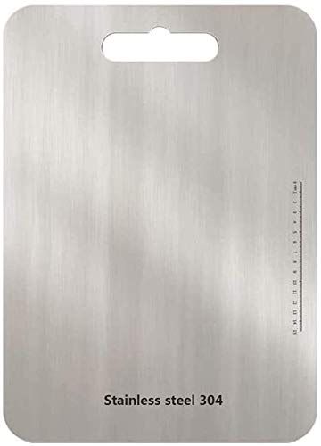 Buchklassiker Snijplank van roestvrij staal 304 aan beide zijden BPA-vrij, antibacterieel, duurzaam, plasticvrij, werkafdekking, bakplank, keukenplank met schaal (46 x 30 cm)