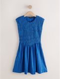 Next - Dames - Petite jersey midi-jurk met kapmouwtjes en aangerimpeld lijfje - Petite - Blauw