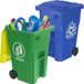Wiosi Mini Curbside Vuilnisbak Pen Houder en Unieke Kleine Grootte Recycle Kan Set Potlood Cup Desktop Organizer Groen Blauw 2-Pack