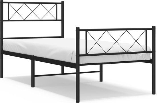 vidaXL Bedframe met hoofd- en voeteneinde Metaal Zwart 100x190 cm