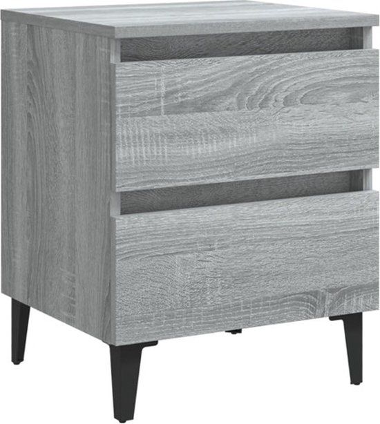 vidaXL Nachtkastje met metalen poten 40x35x50 cm grijs sonoma eiken