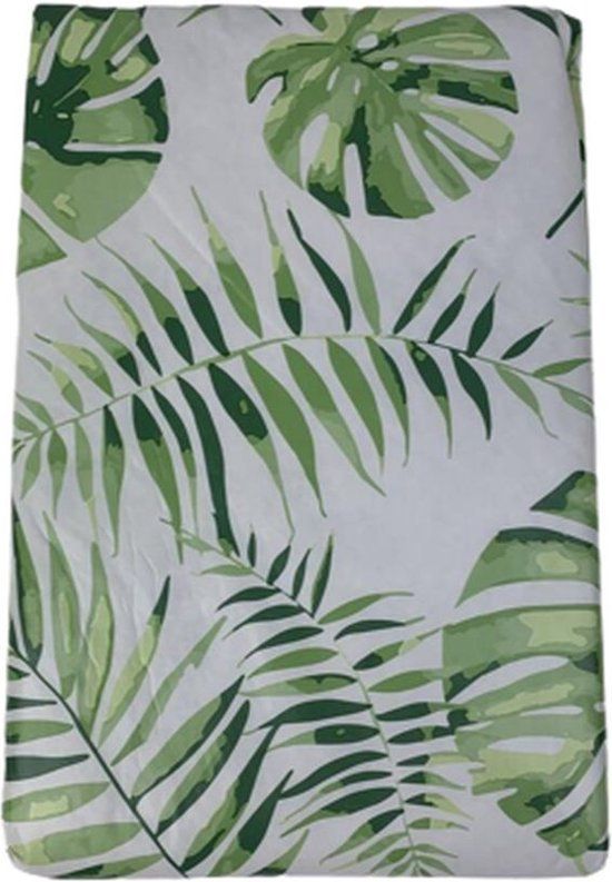Merkloos Tafelzeil Botanische Print - Wit / Groen - Rechthoek - 140 x 100 cm - PVC