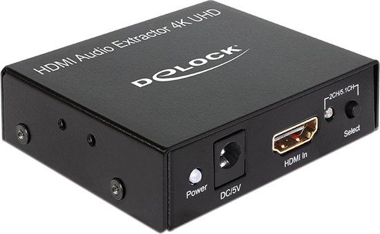 Delock Premium HDMI naar stereo en 5.1 audio extractor - HDMI 1.4 (4K 30Hz) - Zwart