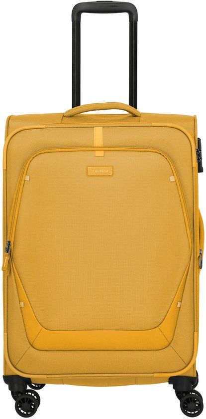 Travelite Umbria 4 wielen Trolley M 67 cm met uitbreidingsplooi - Zachte bagage - TSA slot - golden glow