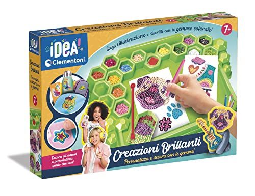 Clementoni Idea-Creations Briljant Painting, Diamond Art, kunstset, edelsteenlaboratorium, creatief spel voor kinderen van 7 jaar, gemaakt in Italië, meerkleurig, 18678