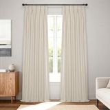 HPD Half Price Drapes Fluwelen verduisterende gordijnen/gordijnen - 96 inch lang 1 paneel verduisteringsgordijn handtekening geplooid voor woonkamer en slaapkamer - 25W x 96L, ecru