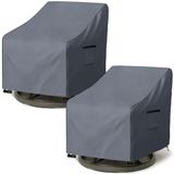 Dalema Set van 2 robuuste draaibare ligstoelen voor buiten, 100% waterdicht, weerbestendig, voor draaistoel, gazon/tuin (70 x 81 x 99 cm (l x b x h), grijs)