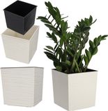 KADAX Bloempot van kunststof, weerbestendige tuinpot voor balkon, terras, binnen, lichte pot met inzet, plantenpot, bloempot (crème, hoogte: 30 cm)