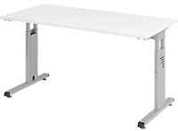 Hammerbacher in hoogte verstelbaar recht bureau met C-voet Express Q Wit, Zilver 1,400 x 672 x 685 - 810 mm