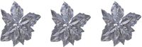 Decoris Kerstboomversiering Kerstster - 6x - 23 cm - Zilver Glitter - Op Clip - Ornament - Ster