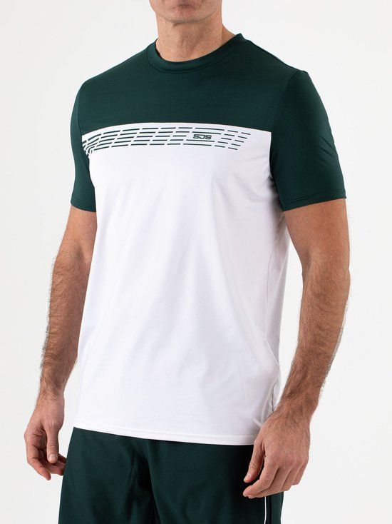 Sjeng Sport BING - Sportshirt - Heren - Groen/Wit - Polyester/Elastaan - Tennis en Fitness - Sneldrogend - Ademend - T-shirt