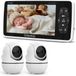 Lovinoo Babyfoon met 2 Camera's - Baby Monitor - Op Afstand Bestuurbaar - Babyphone - Temperatuursensor - Uitbreidbaar Tot 4 Camera's - Terugspreekfunctie - Zonder Wifi en App - 5.0 Inch HD Scherm