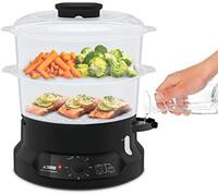 SEB Minicompact stoomkoker, 6 l, 800 W, 2 stapelbare schalen, rijst en muesli, timer 60 min, automatische uitschakeling, zichtbare waterstand, gemakkelijk op te bergen VC139800