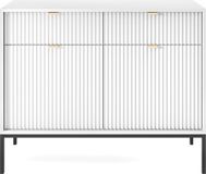 Selsey Vellore - tweedeurs ladekast 104 cm - wit met geribbelde fronten en gouden handgrepen