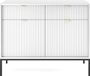 Selsey Vellore - tweedeurs ladekast 104 cm - wit met geribbelde fronten en gouden handgrepen