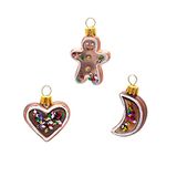 Oberfränkische Glas Kerstboomversiering, peperkoek set van 3