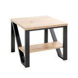 HAKU Bijzettafel eiken licht zwart MDF plaat metalen onderstel salontafel klein