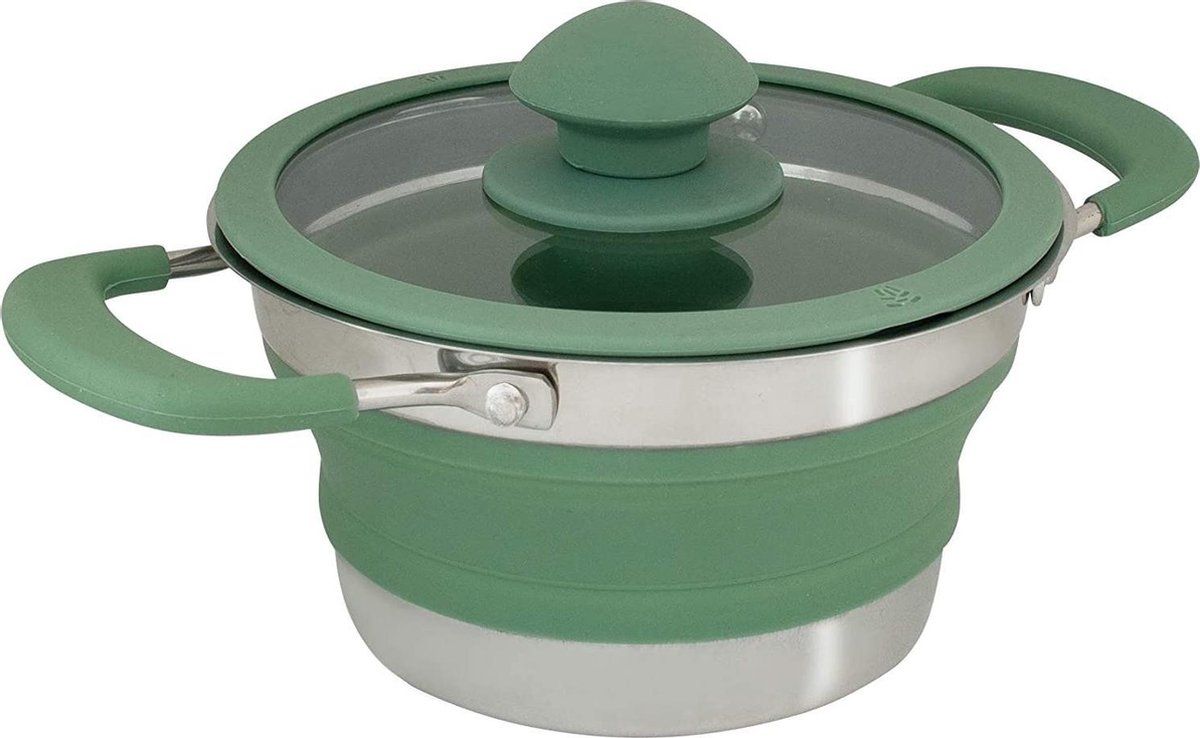 EuroTrail Pan met deksel - Small - opvouwbaar siliconen - Sea Green