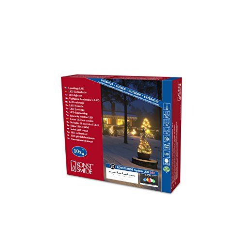KONSTSMIDE 4641-503 LED Hightech System-uitbreiding, biertuinketting, voor buiten (IP44), 30 koudwitte diodes, 10 kleurrijke lampen, transparante kabel