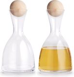 Zeller 2x Luxe glazen karaffen met houten bol/bal dop 750 ml
